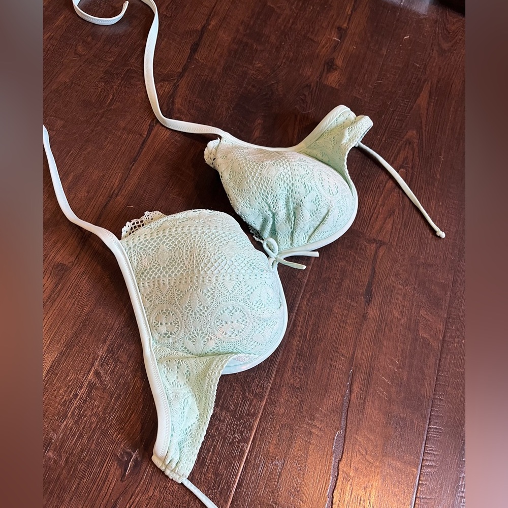 Victorias Secret Aqua Lace Bikini Top